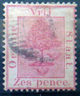 ORANGE FREE STATE 1890 6d Orange Tree USED Scott8a CV$10 - Oranje Vrijstaat (1868-1909)