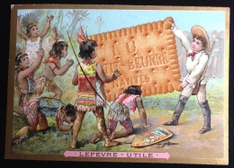 Lu Lefèvre Utile Nantes Belle Chromo Doréé Romanet Indien Biscuit Indiens Prosternation - Lu