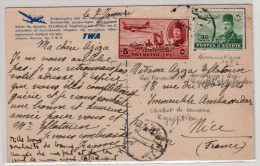 EGYPTE AVIATION: Timbres N° 299 + PA 45, Roi Farouk Surchargés Obl En 1952 + Cachet De Censure . - Airmail