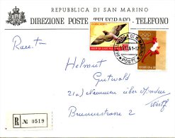 SAINT-MARIN. Belle Enveloppe Ayant Circulé En 1961. Oiseau/J.O. De Rome. - Cartas & Documentos