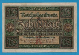 DEUTSCHES REICH 10 MARK 06.02.1920 LETTER K  Alpha W.8132677   P#67a - 10 Mark