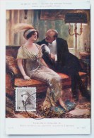 CPA Litho Chromo Illustrateur GUILLAUME Couple Elegant Flirt Voyagé 1927 CACHET Dison Timbre Roi Casqué BELGIQUE1c - Guillaume