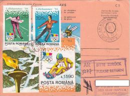 OLYMPIC GAMES, LILLEHAMMER'94, STAMPS ON CONFIRMATION OF RECEIPT, 1995, ROMANIA - Invierno 1994: Lillehammer