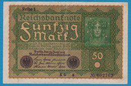 DEUTSCHES REICH 50 MARK 24.06.1919 REIHE 1 Alpha KG A #602762   P# 66 - 50 Mark