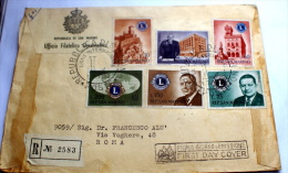 SAN MARINO 1960 - FDC SERIE COMPLETA LIONS 6  VALORI , RACCOMANDATA VIAGGIATA - Cartas & Documentos