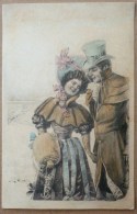 Cpa Precurseur Litho Illustrateur S.B.W. SCHUBERT Couple Elegant Voyagé 1900 Timbre Beau Cachet Bruxelles Taciturne - Schubert