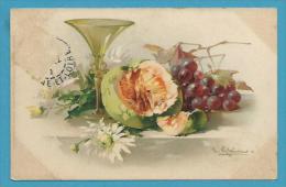 CPA Fantaisie Fruit Pastèque Raisin Coupe Fleurs Vase Illustrateur Catharina KLEIN - Klein, Catharina