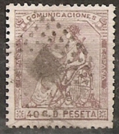 1873-ED. 136 I REPÚBLICA - ALEGORÍA DE ESPAÑA - 40 CENT. CASTAÑO VIOLETA-USADO ROMBO DE PUNTOS - Usati