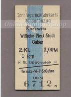 Pappfahrkarte Deutsche Reichsbahn --> Kerkwitz - Guben (Sonntagsrück) - Europa