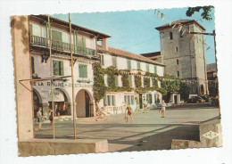 Cp , 64 , ASCAIN , La Place , L'église Et L'hôtel De La Rhune Ou P. Loti écrivit Ramuntcho , Voyagée 1957 , Ed : C.D. - Ascain