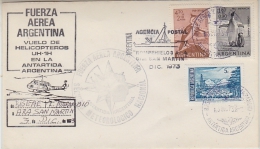 Argentina 1973 Heli Flight From Base Marambio To Base San Martin 3 Dec 1973 Cover (27606) - Polar Flights