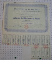Chalutiers De La Rochelle, Stts à Cognac, Action De 10000 Frs - Navigation