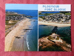 Dep 56 , Cpm  PLOEMEUR , FORT BLOQUE , Multivues , B 5188 , La Grande Plage Et Le Fort (483) - Ploemeur