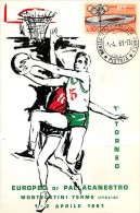 PRIMO TORNEO EUROPEO DI PALLACANESTRO. MONTECATINI TERME 1961 - CON ANNULLO POSTALE - Basket-ball