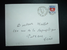 LETTRE TP BLASON DE PARIS 0,30 OBL.22-5-1965 LES MONTILS LOIR ET CHER (41) - Manual Postmarks