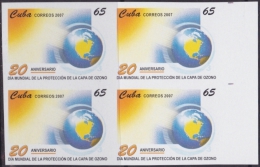 2007.397 CUBA 2007 MNH IMPERFORATED PROOF 20 ANIV PROTECCION DE LA CAPA DE OZONO BLOCK 4. - Neufs