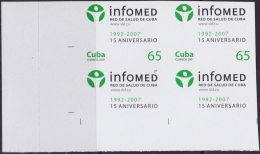 2007.398 CUBA 2007 MNH IMPERFORATED PROOF INFOMED MEDICINA MEDICINE BLOCK 4. - Neufs