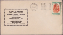 1951-CE-5 CUBA REPUBLICA 1951. MEXICO. SPECIAL CANCEL SALTO EN PARACAIDAS DEL CAPITAN ROBERTO SOSA. AEREOPUERTO CIENFUEG - Cartas & Documentos