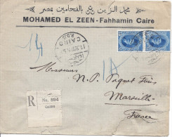 LE CAIRE 21 Juin 1927 Lettre Recommandée Pour Marseille. Enveloppe Mal Découpée Dans Le Bas Mais Belle Enveloppe - Covers & Documents