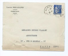 1821 - Lettre 1938 Albertville Louis MILLIAND Avoué Type Paix 65c Opour Architecte Paris - 1921-1960: Modern Period