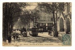 Cpa N° 50 NICE Avenue De La Gare Notre Dame - Straßenverkehr - Auto, Bus, Tram