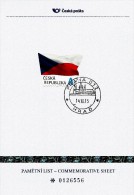 Czech Republic - 2015 - Flag Of The Czech Republic - Special Numbered Commemorative Sheet With Hologram - Brieven En Documenten