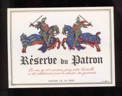 Etiquette De Vin De Table  -   Réserve Du Patron  -  Blécon SA à Guer (56) -  Thème Chevalier Cheval - Pferde
