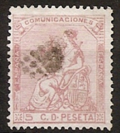 1873-ED. 132 I REPÚBLICA - ALEGORÍA DE ESPAÑA - 5 CENT. ROSA-USADO ROMBO DE PUNTOS - Gebruikt