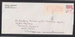 USA 235 EMA Cover Brief Postal History Meter Mark Franking Machine Air Mail Stamped Stationery Lithuania President - Marcophilie