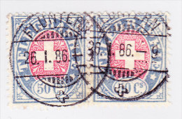 Heimat ZH FLUNTERN 26.1.1886 Auf Waagrechtes Paar Telegraphe 1881 #16 - Telegraafzegels