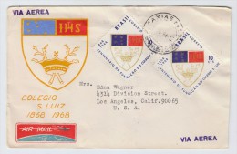 Brazil COLEGIO S. LUIZ FDC FIRST DAY COVER IHS 1968 AIRMAIL - FDC