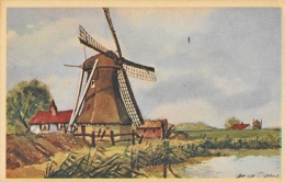 Illustration Signée D... - Hollandse Molens - Carte Non Circulée - Moulins à Vent