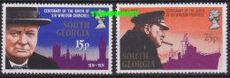 South Georgia 1974 Sir Winston Churchill 2v ** Mnh (27624) - South Georgia