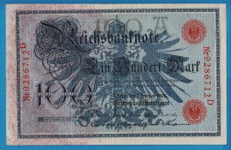 DEUTSCHES REICH 100 MARK 7.02.1908  Alpha 9286712D  P#33a - 100 Mark