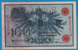 DEUTSCHES REICH 100 MARK 7.02.1908  Alpha 1237677E  P#33a - 100 Mark