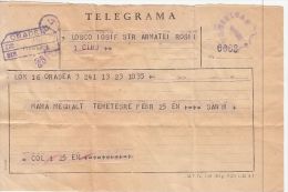 3988FM- TELEGRAMME SENT FROM CLUJ NAPOCA TO ORADEA, 1962, ROMANIA - Telégrafos