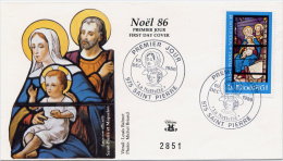 1 - SAINT-PIERRE ET MIQUELON (FRANCE) - FDC LETTRE ILLUSTREE NUMEROTEE 2851 Du 10.12.1986 "NOËL 86" - 975 SAINT-PIERRE - FDC