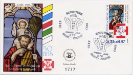 2 - SAINT-PIERRE ET MIQUELON (FRANCE) - FDC ILLUSTREE NUMEROTEE 1777 Du 9.12.1987 "SCOUTISME" - 975 SAINT-PIERRE - FDC