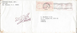 CHARLOTTE AMELIE 1971 Flamme + 2 Frappes EMA Lettre Par Avion Pour La France - Postal History