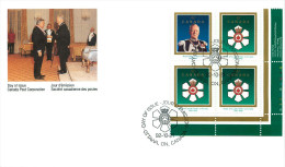 1992  Order Of Canada And Roland Michener, Governor General  Sc 1446-7  Plate Block Of 4 - 1991-2000