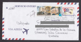 CUBA REGISTERED COVER WITH LIBRARY STAMP SENT TO SPAIN - Lettres & Documents