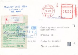 K7150 - Slovakia (1995) 949 01 Nitra 1 (post Office Franking Machine); R-letter, Tariff: 32,00 SKK - Cartas & Documentos