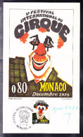 MONACO Y&T 1039 Sur CARTE SOUVENIR, CIRQUE. (6BL22) - Brieven En Documenten