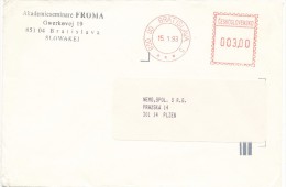 K7164 - Slovakia (1993) 850 00 Bratislava 5 (post Office Franking Machine); "stamp" Text CESKOSLOVENSKO; Tariff: 3 CZK! - Covers & Documents