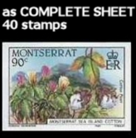 MONTSERRAT 1985 Agriculture Cotton 90c COMPLETE IMPERF.SHEET:40 Stamps      [feuilles, GanzeBogen,hojas,foglios,vellen] - Montserrat