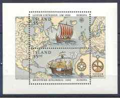 1992 ISLANDE BF 13** Europa, Navigateur Colomb, émission Commune Avec Feroe - Blocks & Sheetlets