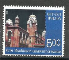 INDIA, 2006, 150 Years Of University Of Madras, Education, Architecture Monument,MNH, (**) - Nuevos