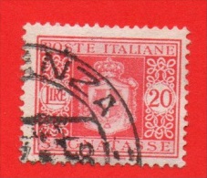 1945 (96) Segnatasse Stemma Senza Fasci Filigrana Ruota Lire 20 (usato) - Taxe