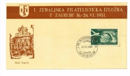 JUGOSLAVIA - FDC ANNO 1951 - POSTA AEREA - ZEFIZ 1951 - EXPO FILATELICA DI ZAGABRIA - ANNULLO ZAGABRIA - Airmail