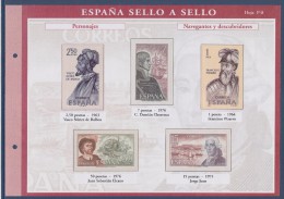 = Sello A Sello Espagne Bloc 5 Timbres Neufs Retirage Personajes Navegantes Y Descubridores Hoja P-8 Feuillet 236687 - Blocs & Hojas